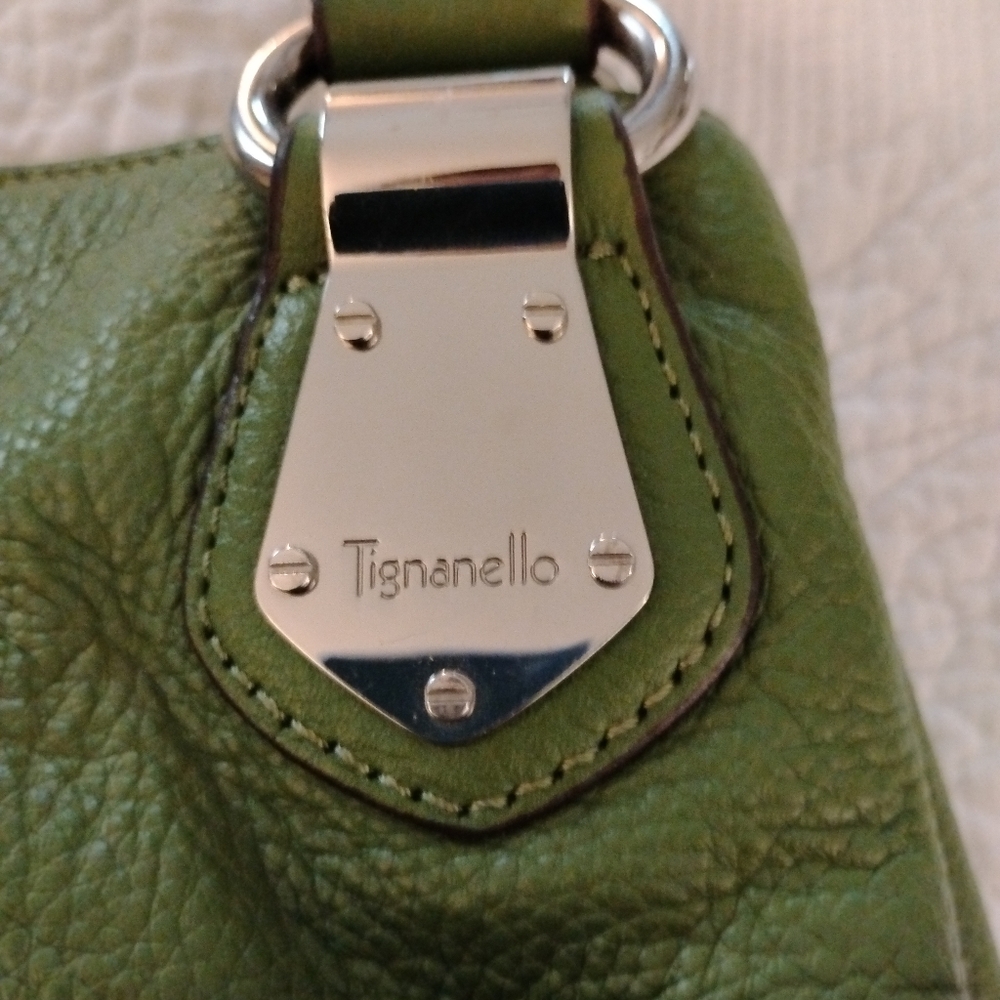 Tignanello Green Leather Shoulder Bag